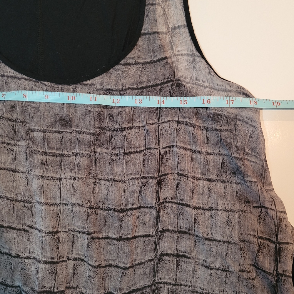 XXI Women's Top Blouse Sleeveless Size LG Black & Gray High/Low Style - Picture 5 of 8